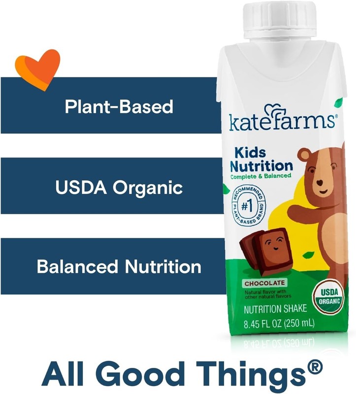 KATE FARMS Organic Kids Nutrition Shake, Chocolate 8g protein 12 Pack BB 02/2027 gallery