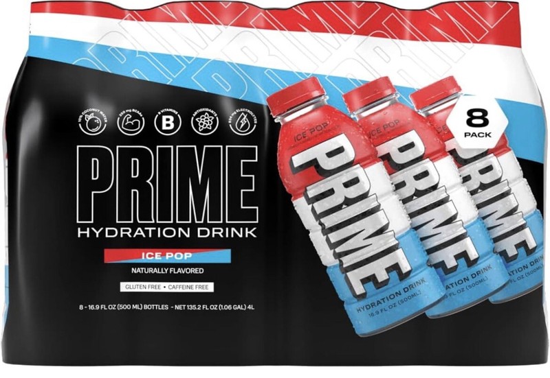 Prime Hydration Drink Ice Pop Flavor 16.9oz Bottles (8 Pack) Logan Paul KSI 🔥