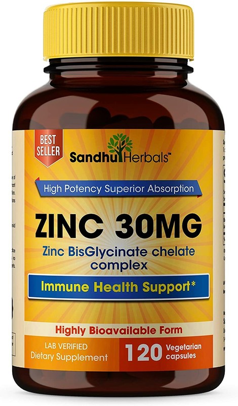 Zinc BisGlycinate chelate zinc 30mg Vegetarian Capsules 120 Ct -Immune Health