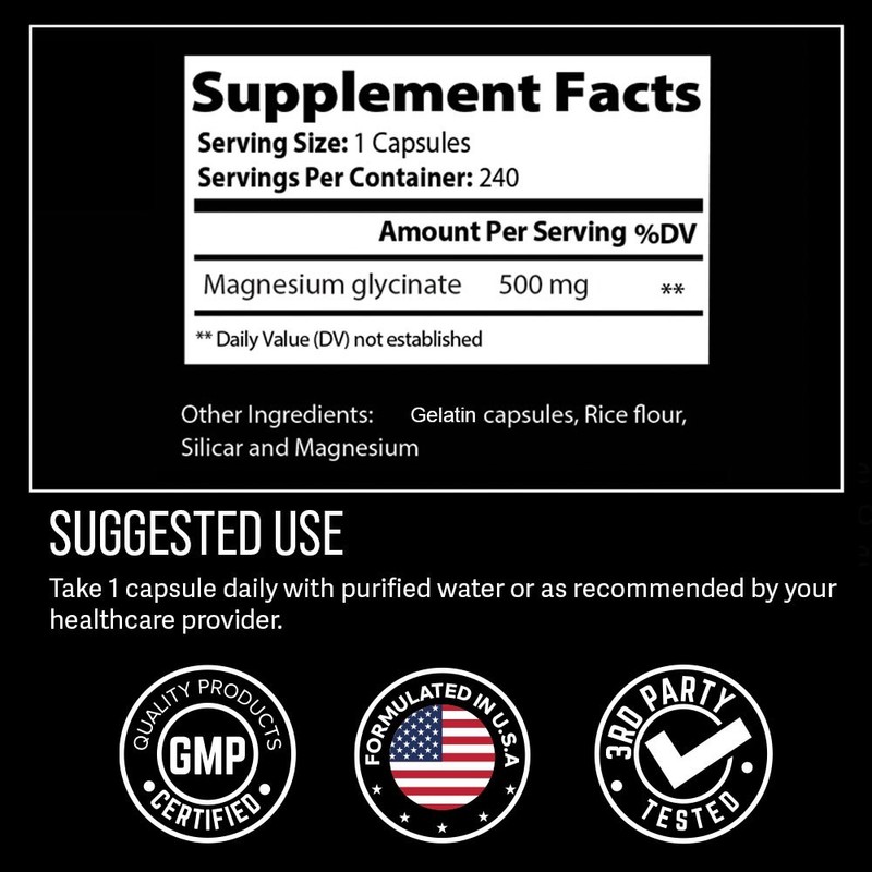 Magnesium Glycinate 500mg - 240 Capsules | 8-Month Supply | High Absorption gallery