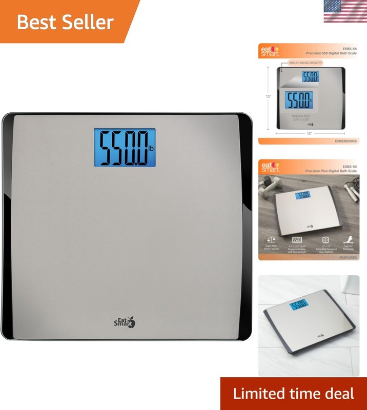 Eat Smart Extra-Wide 550 lb Digital Bathroom Scale – Stainless Steel Elegance