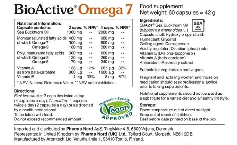 Pharma Nord Omega 7 SBA24 Sea Buckthorn Oil Capsules (60) BBE 08/2029 gallery