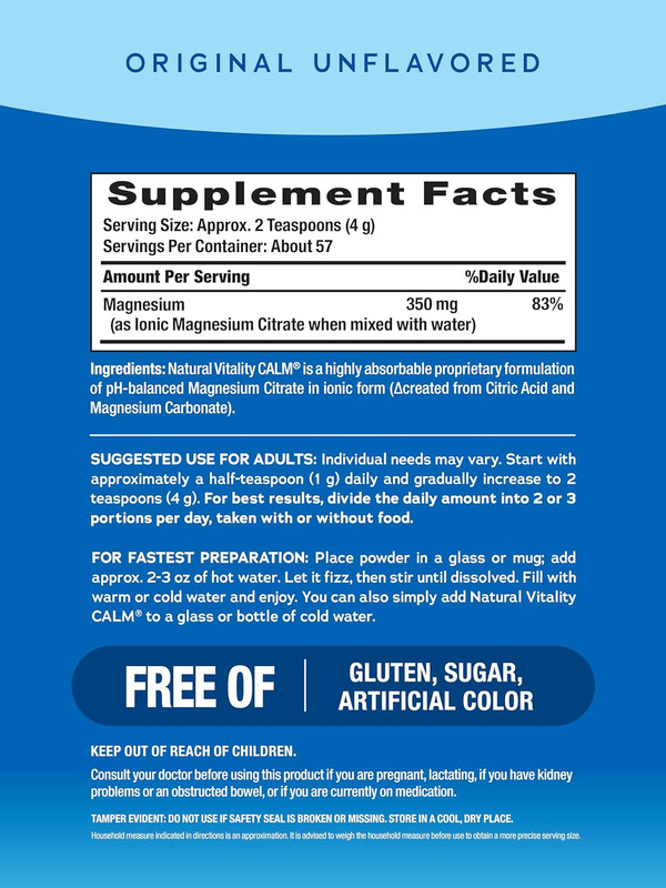 Natural Vitality Calm Magnesium Powder | 8oz Unflavored Supplement | EXP 10/2027 gallery
