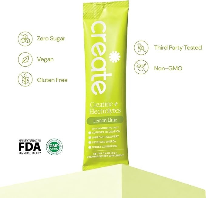 Create Single Serve Creatine Monohydrate Powder - 5g, Sugar-Free, Lemon/Lime gallery