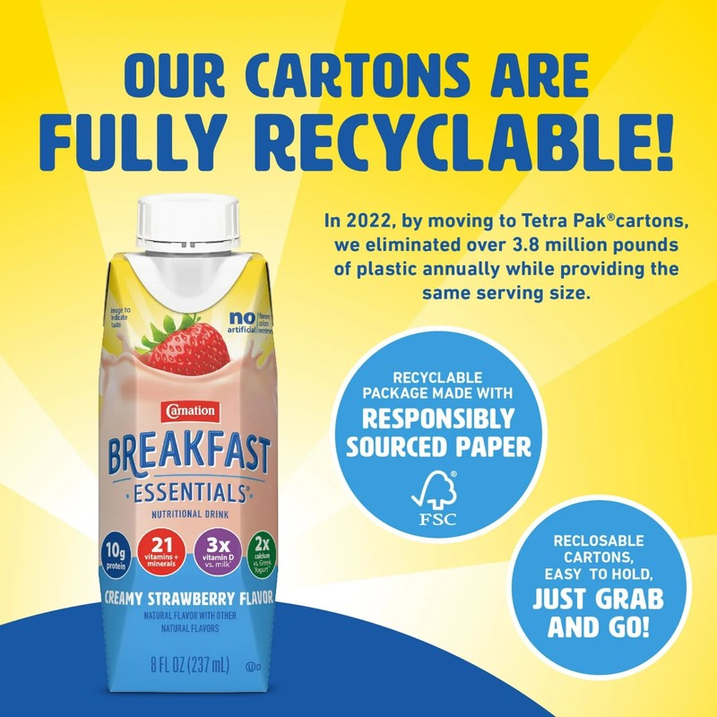 Carnation Breakfast Essentials Strawberry Shake 8 fl oz Bottles 12 Pack gallery