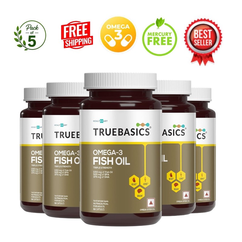 Tru.eBasics Omega 3 Fish Oil 1150mg 60×5 Caps EPA DHA