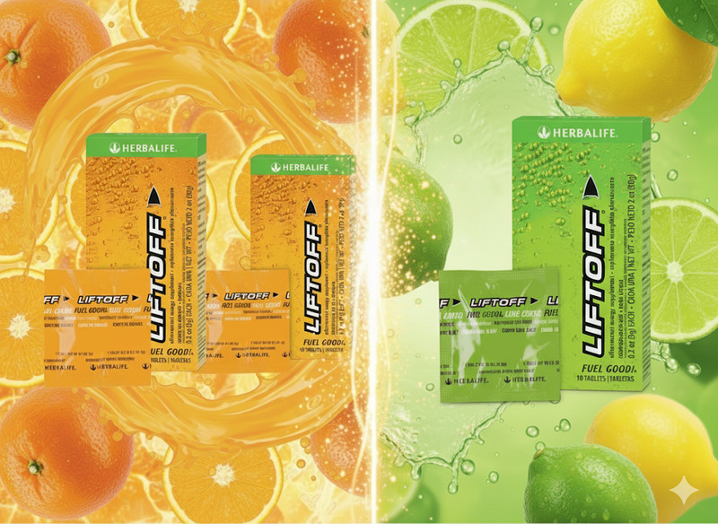 Herbalife Liftoff Energy 2‑Pack (Exp. 05/2027, 10 Tabs/Pack) Orange&Lemon Lime