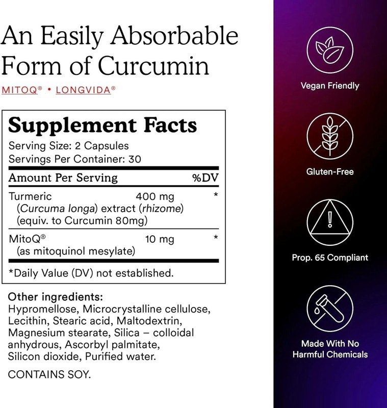 MitoQ + Curcumin 180 Capsules Cellular Dietary Supplement Exp 04 / 2027 gallery