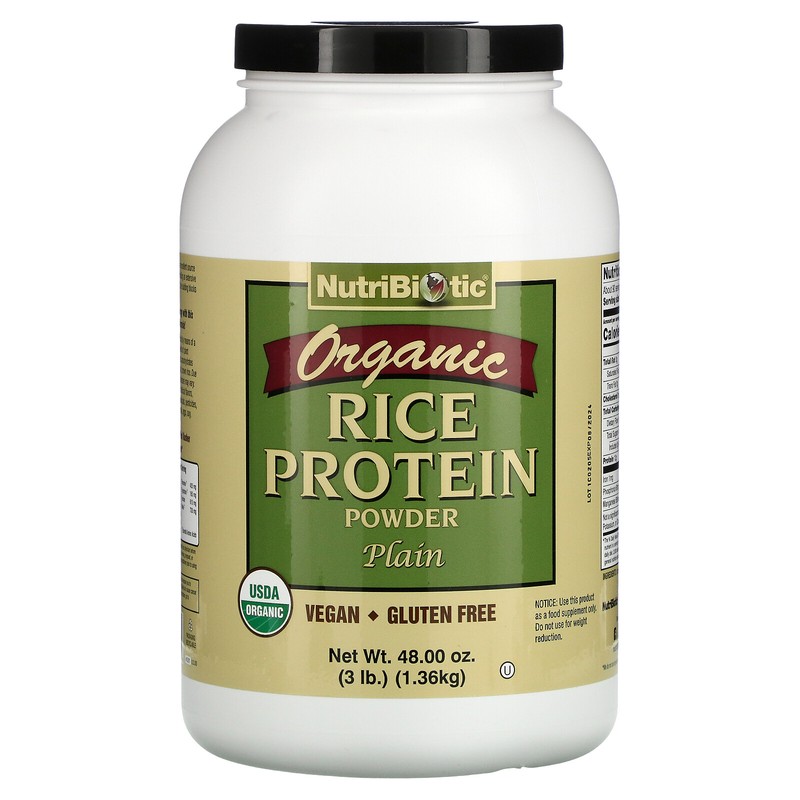 NutriBiotic Raw Organic Rice Protein Plain 3 lbs 1 36 kg Egg-Free, Gluten-Free,