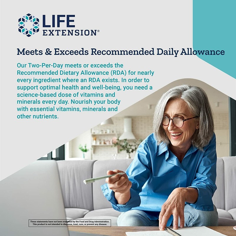 Life Extension Two-Per-Day High Potency Multi-Vitamin & Mineral Supplement 120 gallery