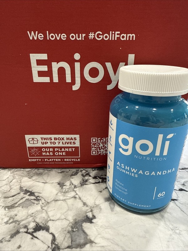 Goli Ashwagandha & Vitamin D Gummy, Vegan Non-GMO, Gluten Free, KSM 66, 60ct USA