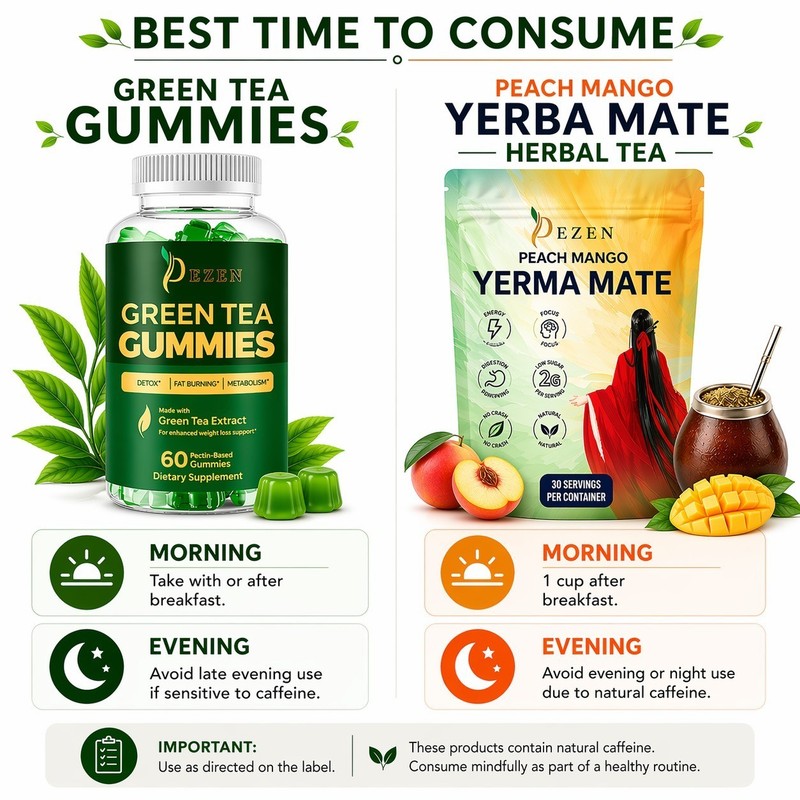 Yerba Mate Drink Mix Tea + Green Tea Gummies Combo for Weight Loss & Fat Burning gallery
