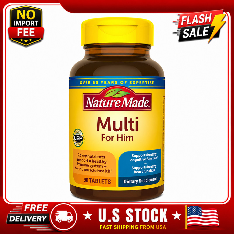 Nature Made Multivitamin For Him 90 Tablets Men’s Daily Vitamins No Iron USP
