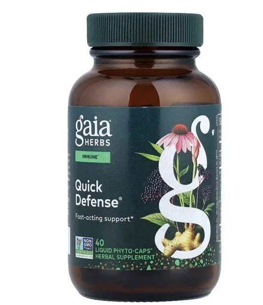 Gaia Herbs Quick Defense Immune Support - 40 Liquid Phyto-Caps, Exp 1/29
