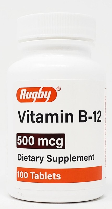 Rugby Vitamin B-12 – 500 mcg – 100 Tablets – Expiration Date 08-2025