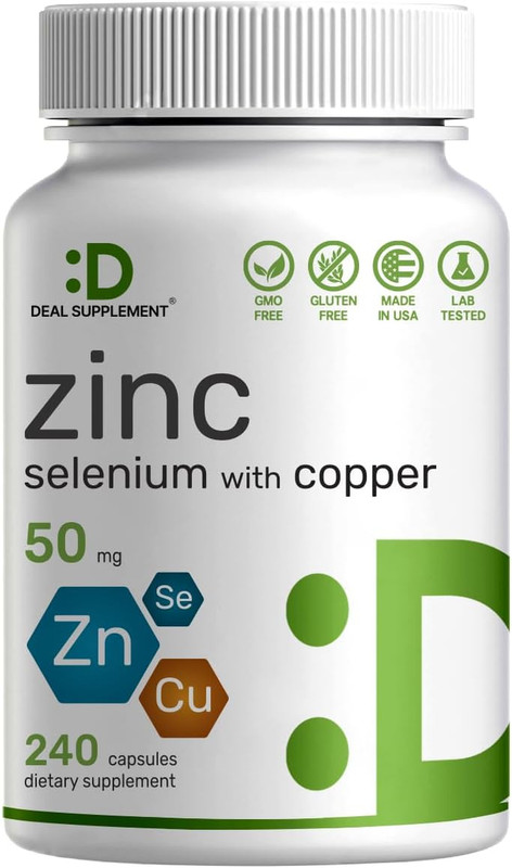 Zinc 50Mg with Selenium + Copper, 240 Capsules, 8 Month Supply, 3 in 1 Mineral F gallery