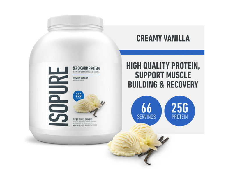 Isopure Zero Carb Whey Protein Isolate, Creamy Vanilla, 4.5 lb, 66 Servings