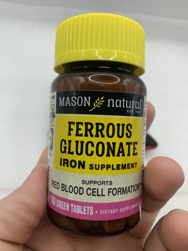 Ferrous Gluconate, 100 Green Tablets (27 mg per Tablet) EXP: 4/27 BK