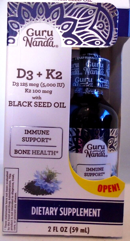 Guru Nanda D3+K2 Black Seed Oil Supplement Expires 9/2024+