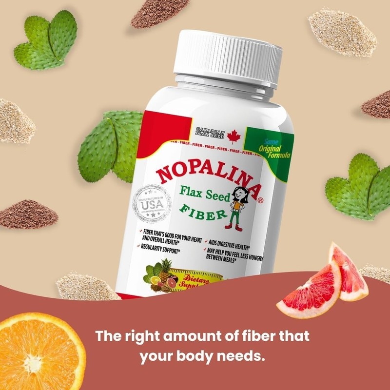 Nopalina Fiber Formula | 120 Capsules | Flax Seed, Psyllium, Oat and Wheat Bran, gallery