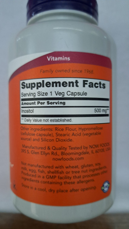 Now Foods Inositol 500mg Capsules 100 Count Cellular Health EXP 11/2029 SEALED gallery