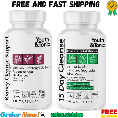 Youth & Tonic 15 Day Colon & Kidney Cleanse – Full Body Detox Pills for Bloat…