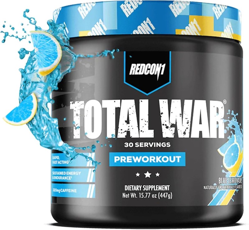 REDCON1 Total War Pre Workout Powder, Blue Lemonade - 30 Servings (Pack of 1)