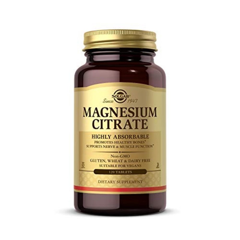 Solgar Magnesium Citrate, 120 Tablets - 120 Count (Pack of 1), No Color