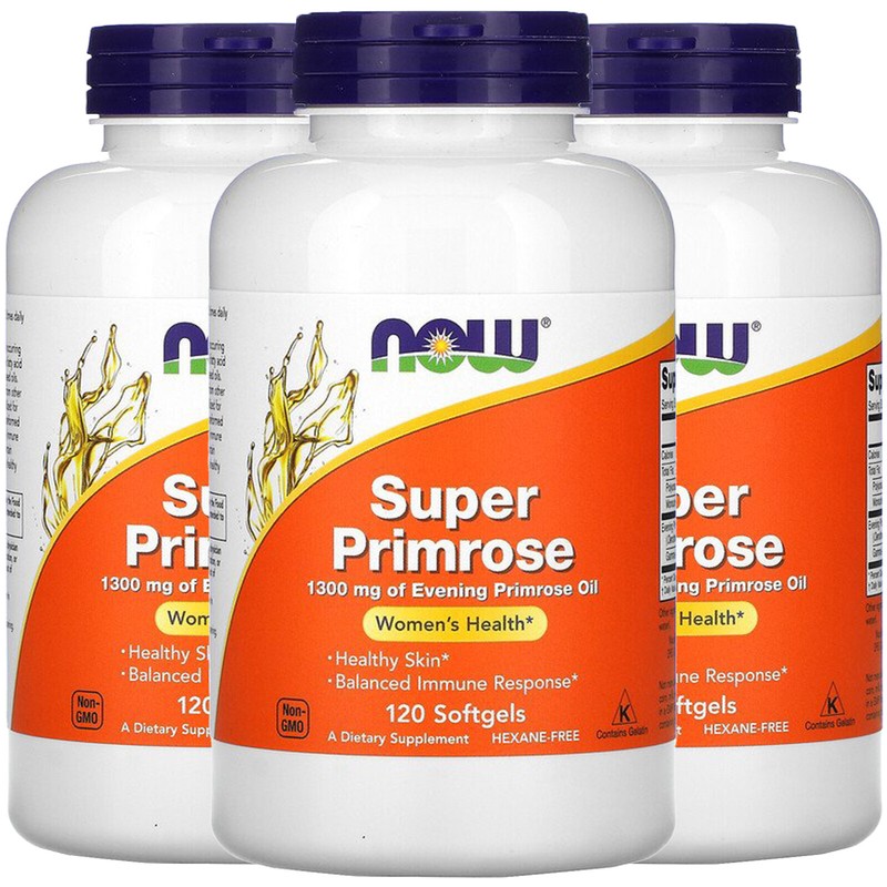 Now Foods, (3 Pack) Super Primrose, Evening Primrose Oil, 1300 mg, 120 Softgels