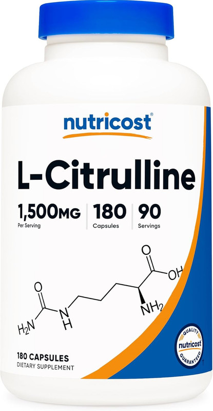 L-Citrulline 1500Mg, 180 Capsules – 750Mg per Capsule, Gluten Free, Non-Gmo, Pac