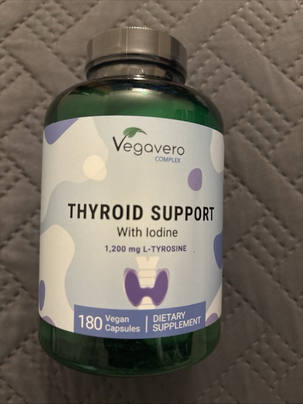 Vegavero Thyroid Support 180 Capsules | w/Iodine 1200 mg L-Tyrosine 01/2028 Exp.