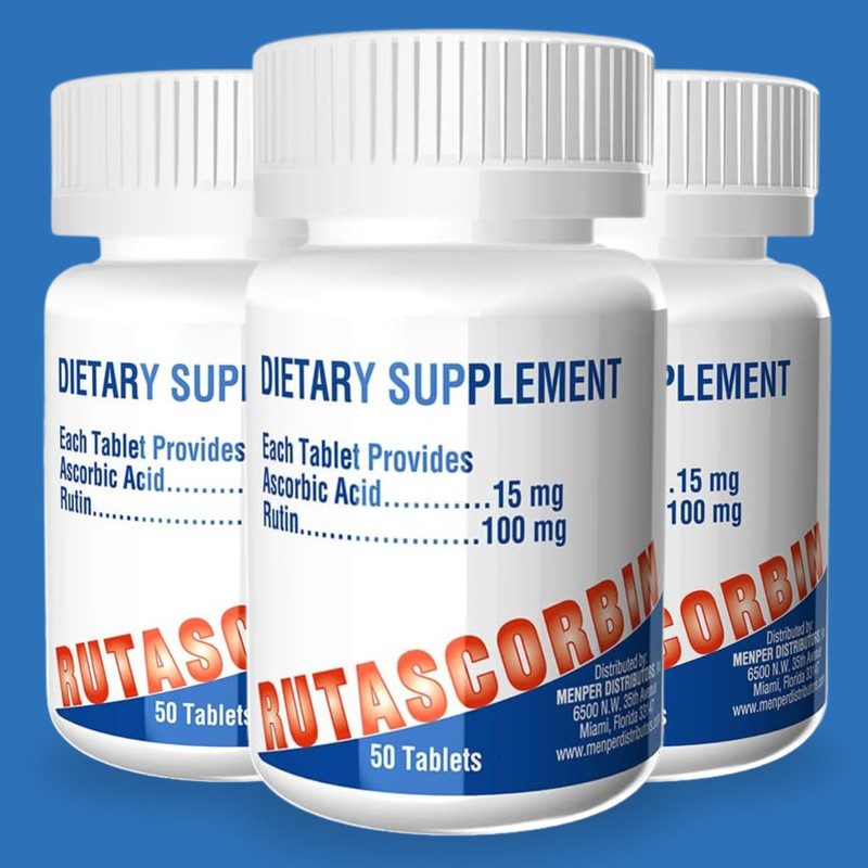 Menper Rutascorbin with vitamin C Dietary Supplement 50 Tablets (3-Pack)