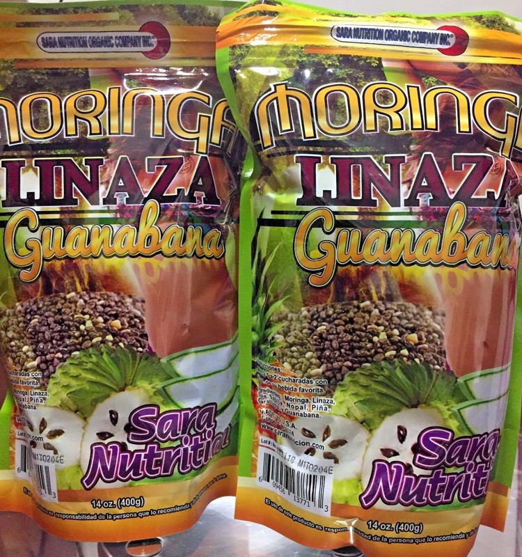 2PCS SARA NUTRITION Moringa Linaza & Guanabana FLAX SEED SOURSOP NUTRICION