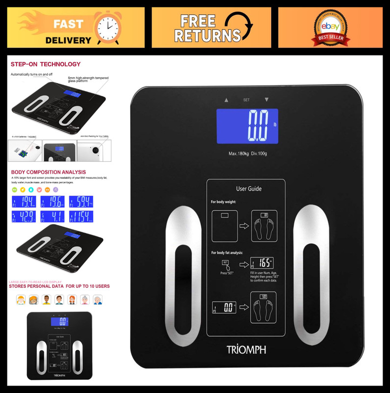Digital Body Fat Scale with Backlit LCD – Weight, BMI, Muscle, Water, 400 lbs Ca