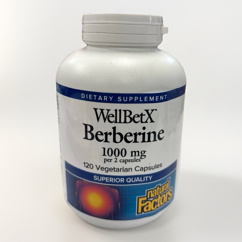 Natural Factors WellBetX Berberine 1000mg 120 Vegetarian Capsules Exp: July 2029