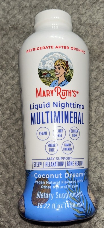Mary Ruth’s Liquid Nighttime Multi mineral Coconut Dream, Sleep 15oz EX 7/2026