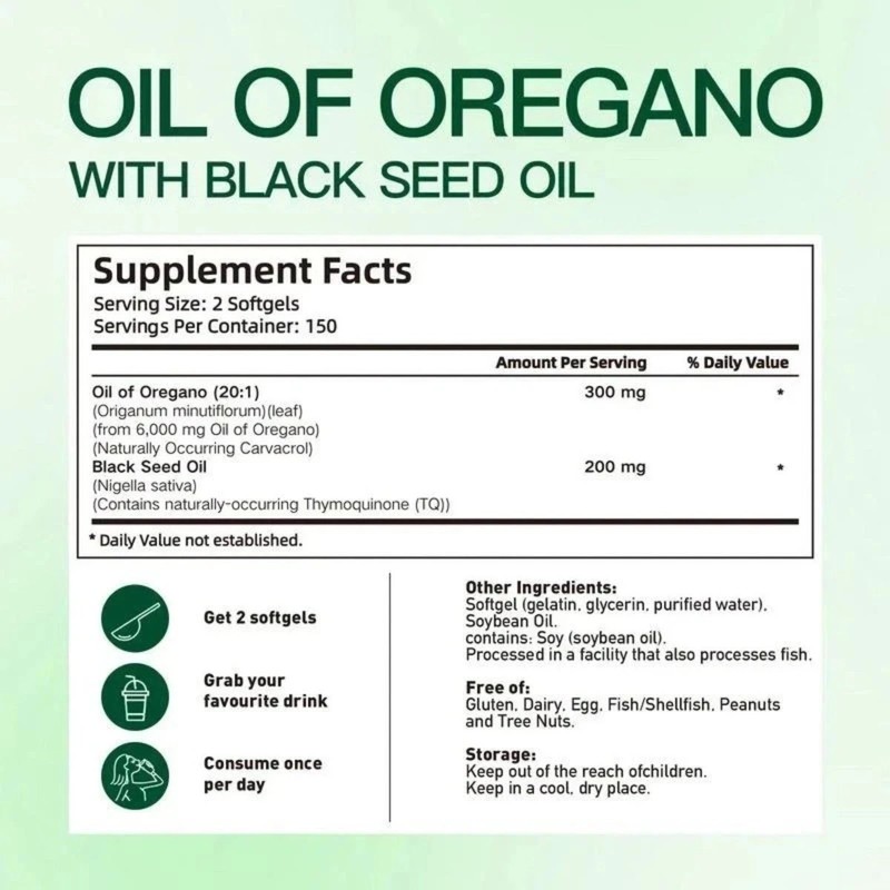 Powerful Synergy Oregano Oil & 300 Softgels Black Seed Oil – Immune Boosting Cap gallery