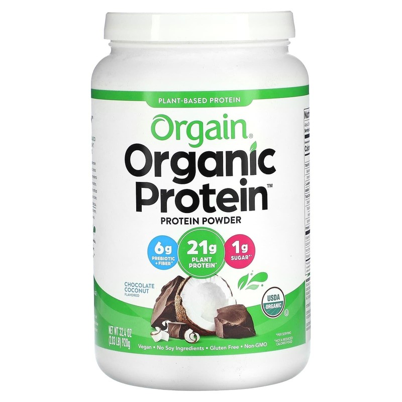 QTY 1 X Orgain Organic Protein Plant Based Powder Chocolate Coconut 2.03 lbs