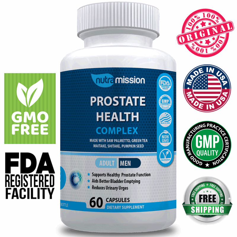 Prostate Support Capsules for Men with Saw Palmetto Reishi Maitake Shiitake 60ct