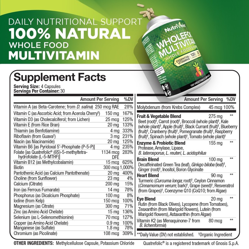 Nutrivein Whole Food Multivitamin - Complete Daily Vitamins For Men and Women gallery