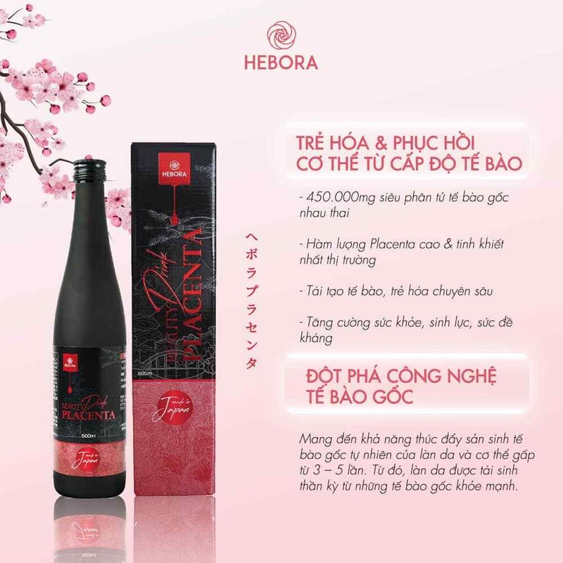 HEBORA PLACENTA Japanese Beauty Youth Drink 500ml - Nuoc Uong Te Bao Goc gallery