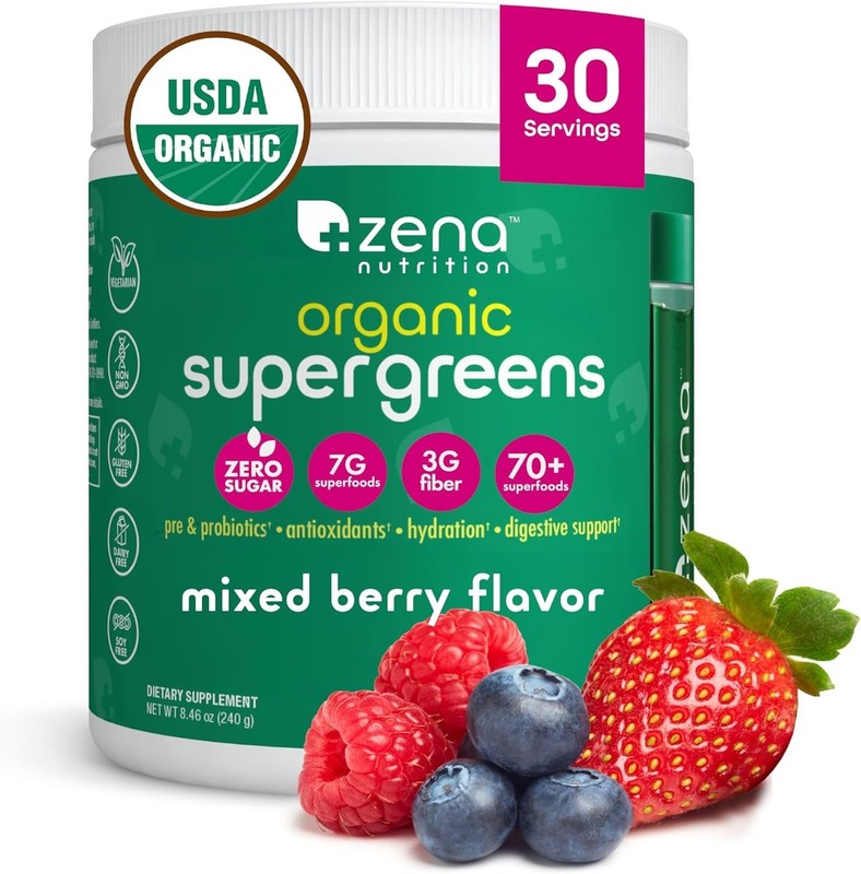 Organic Super Greens Powder, 70+ Superfoods, 0 Sugar, 3G Fiber, Spirulina, Ch... gallery