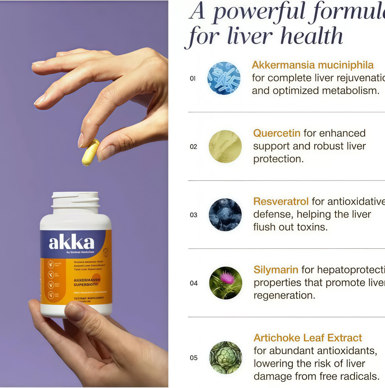 2 BOTTLES-Akka Premium Liver Cleanse Detox&Repair Superbiotic 60 Caps Gut Health gallery