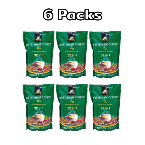 6x Wuttitham Instant Coffee 32 in 1 Herbs Mixed Diet Healthy Weight Management