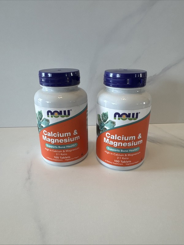NOW Calcium & Magnesium 2-Pack Supports Bone Health 100 Tablets each EXP 11/2029