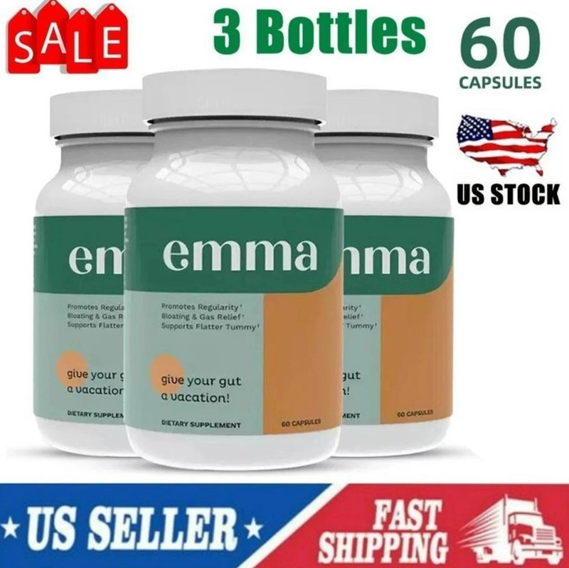 3 Pack Emma Gut Health Supplement 180 Capsules for Bloating Relief & Leaky Gut++