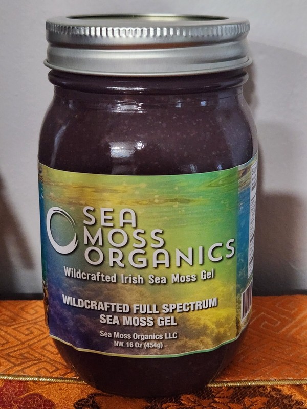 Ocean Wildcrafted Full Spectrum Sea moss 16 oz glass jar. gallery