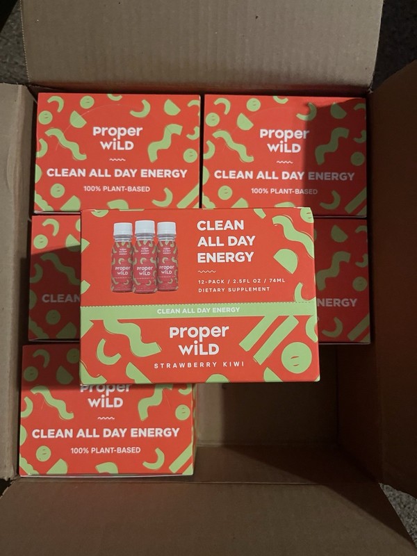 Proper Wild Energy Shot CASE Strawberry Kiwi 2.5oz Qty 72 Organic Vegan Healthy