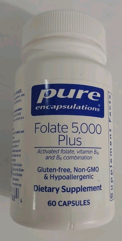 Pure Encapsulations Folate 5000 mcg 60 Count Exp 10/26