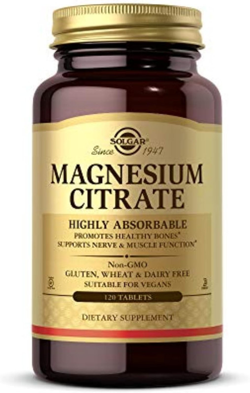 Solgar Magnesium Citrate, 120 Tablets - Promotes Healthy Bones - Supports Nerve